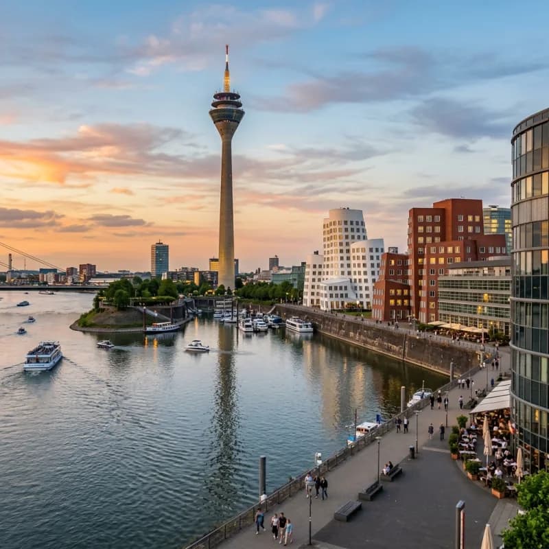 Düsseldorf Medienhafen Rheinturm city view