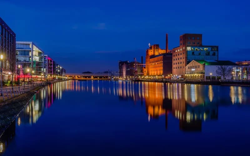 Duisburg harbor Rhine city view