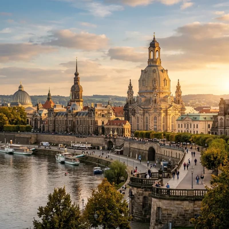 Dresden Frauenkirche Elbe river skyline