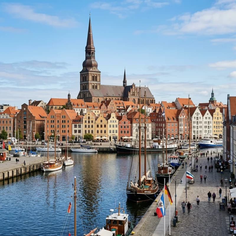 Rostock harbor old town Marienkirche